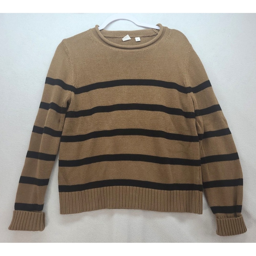 Gap Brown Striped Sweater Sz Small Scoop Neck Long Sleeve Cozy Hot Cocoa‎